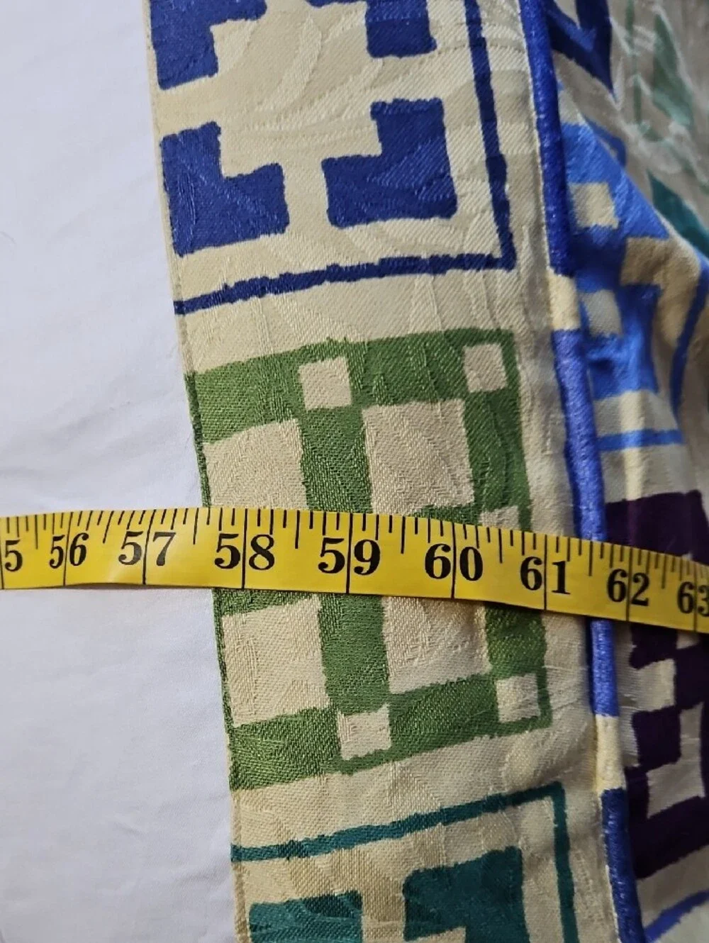 Vintage Retro Custom Queen Unbranded Geometric Bed Skirt in Blue and Green